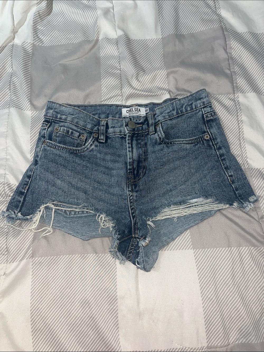 Women’s Distressed Denim Shorts — Blue
